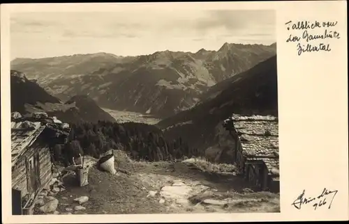 Ak Tirol, Talblick von der Gamshütte ins Zillertal