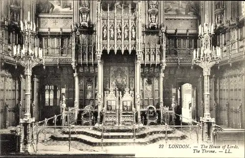 Ak London City England, House of Lords, Thron