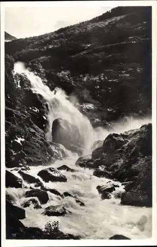 Ak Brixdalsfoss Norwegen, Wasserfall, Felsen, Nordkap