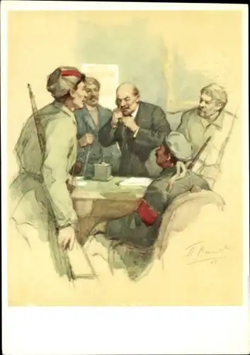 Künstler Ak Wladimir Iljitsch Lenin am Telefon