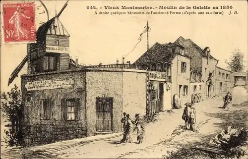 Künstler Ak Paris XVIII Montmartre, Moulin de la Galette en 1850