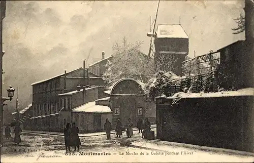 Ak Paris XVIII. Montmartre, Le Moulin de la Galette im Winter