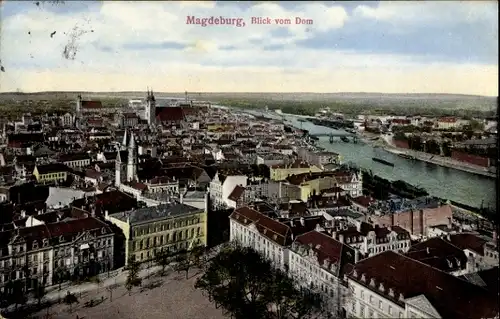 Ak Magdeburg, Blick vom Dom auf Stadt und Kanal