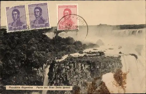 Ak Argentinien, Parte del Gran Salto Iguazú, Blick auf die Wasserfälle