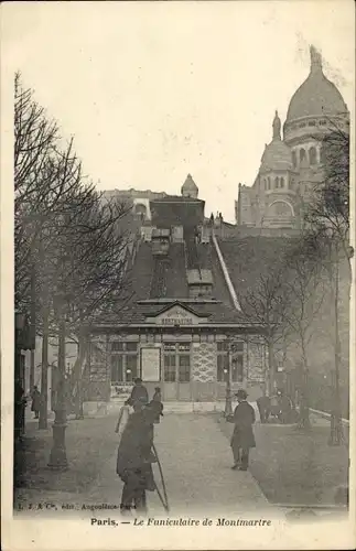 Ak Paris XVIII. Montmartre, Basilika Sacré-Coeur, Standseilbahn