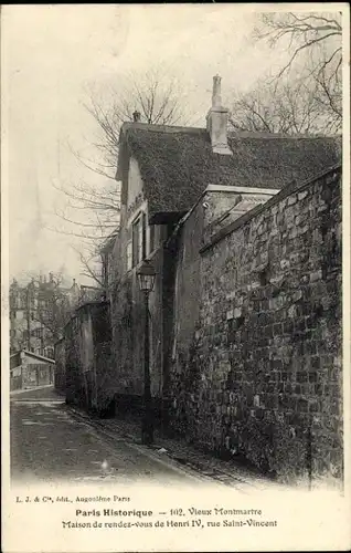 Ak Paris XVIII. Viertel Buttes-Montmartre, historisches Paris, Henri IV, Rue Saint Vincent