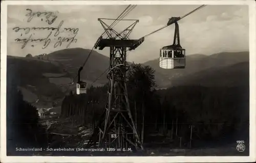 Ak Freiburg im Breisgau, Schauinsland, Schwebebahn, Gondel