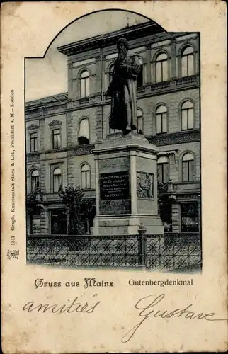 Ak Mainz am Rhein, Gutenbergdenkmal