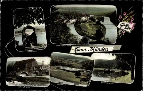 Ak Hann. Münden in Niedersachsen, Weserstein, Panorama