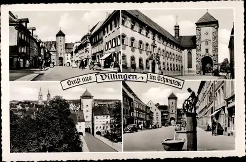 Ak Villingen im Schwarzwald, Wasserbrunnen, Tor