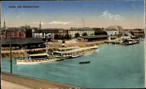Ak Ludwigshafen am Rhein, Rheinbrücke, Dampfer