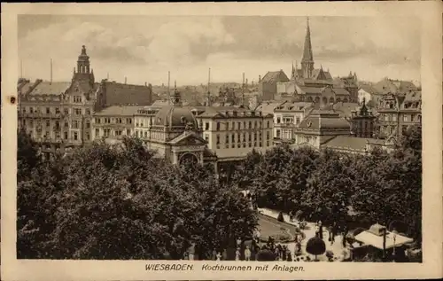 Ak Wiesbaden in Hessen, Kochbrunnen, Anlagen