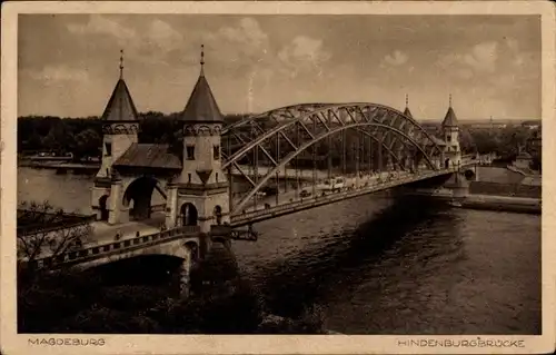 Ak Magdeburg an der Elbe, Hindenburgbrücke