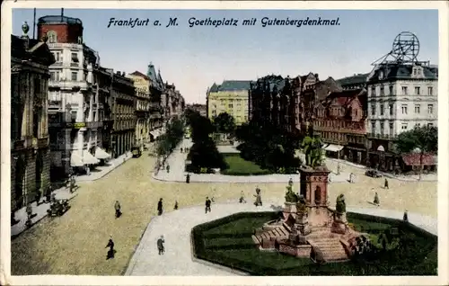 Ak Frankfurt am Main, Goetheplatz, Gutenbergdenkmal