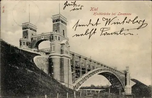 Ak Kiel, Hochbrücke bei Levensau