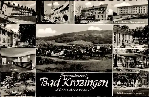 Ak Bad Krozingen im Breisgau Schwarzwald, Gesamtansicht, Trinkhalle, Kursanatorium Theresienbad