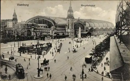 Ak Hamburg Mitte Altstadt, Hauptbahnhof, Straßenbahn