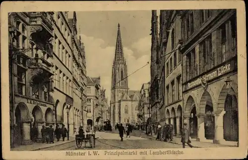 Ak Münster in Westfalen, Prinzipalmarkt, Lambertikirche