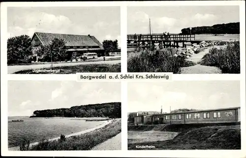 Ak Borgwedel Schleswig Holstein, Jugendherberge, Steg, Kinderheim