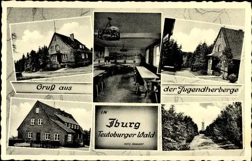 Ak Bad Iburg Teutoburger Wald in Niedersachsen, Ansichten der Jugendherberge außen und innen