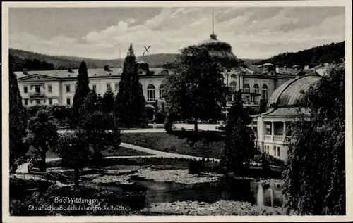 Ak Bad Wildungen in Hessen, Staatliches Badehotel, Fockelteich