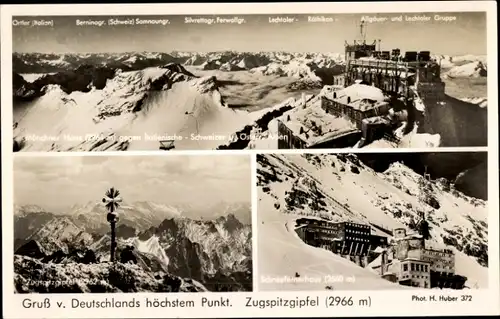 Ak Zugspitze, Zugspitzgipfel, Münchener Haus, Schneefernerhaus, Alpen