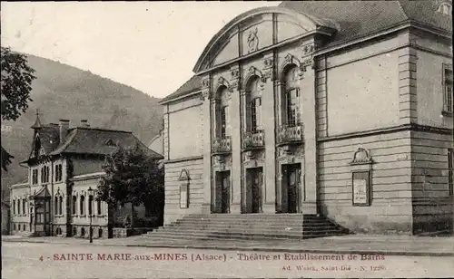 Ak Sainte Marie aux Mines Markirch Elsass Haut Rhin, Theater und Badehaus