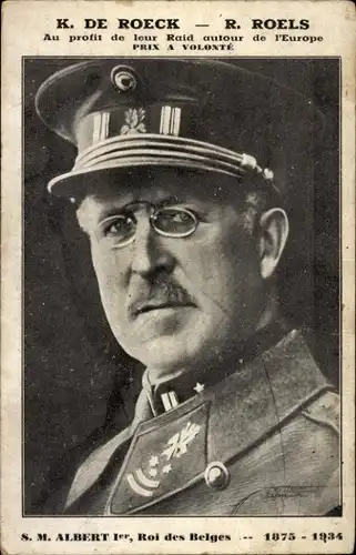 Ak König Albert I. von Belgien, Portrait, Uniform