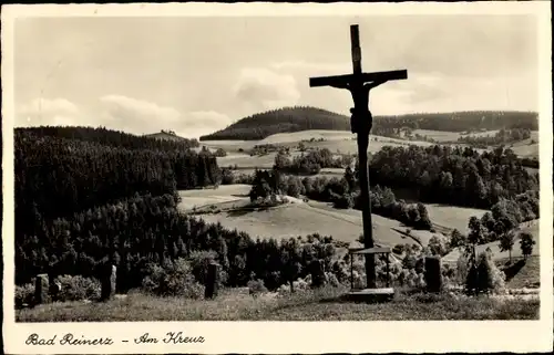 Ak Duszniki Zdrój Bad Reinerz Schlesien, Am Kreuz