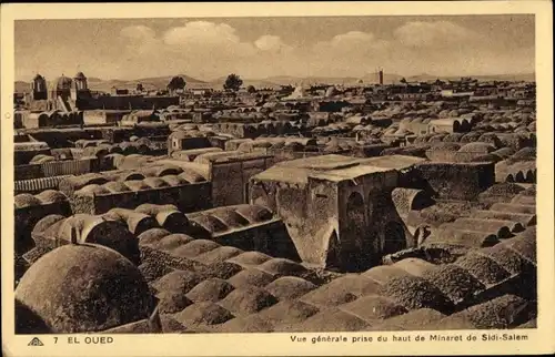 Ak El Oued Algerien, Gesamtansicht, Blick vom Minarett Sidi Salem