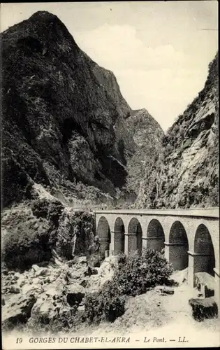 Ak Algerien, Chabet-el-Akra, Gorges, Brücke