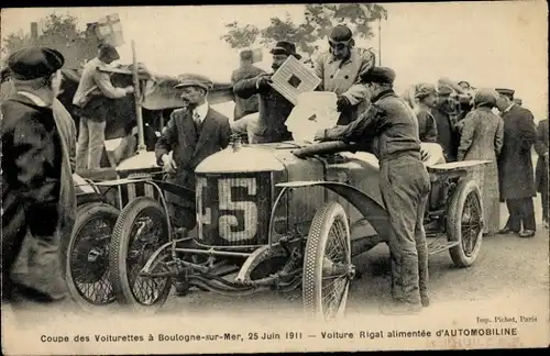 Ak Coupe des Voiturettes in Boulogne sur Mer 1911, Rigal Car powered by Automobile