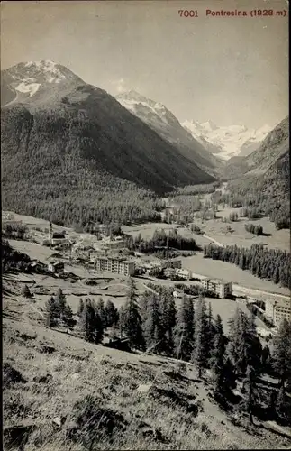 Ak Pontresina Kanton Graubünden, Blick zum Ort, Alpen