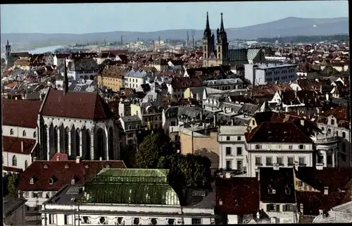 Ak Bâle Basel Stadt Schweiz, Panoramablick über die Dächer zum Münster und Rhein