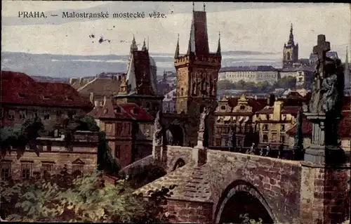 Künstler Ak Praha Prag Tschechien, Malostranske mostecke veze