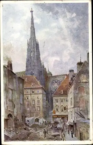 Künstler Ak Fischer L.H., Wien 1., Blick auf den Stefansturm