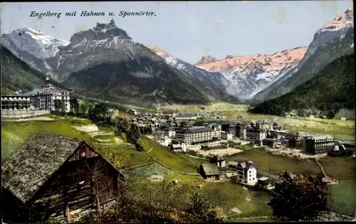 Ak Engelberg Kanton Obwalden Schweiz, Ansicht mit Hahnen und Spannörter