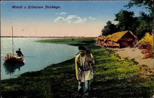 Ak Polen, Dorfpartie, Boot