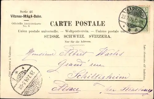 Passepartout Ak Vitznau Kanton Luzern, Vierwaldstättersee, Bahntrace