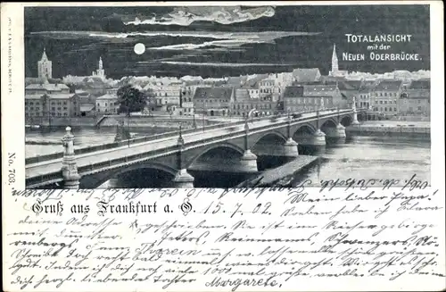 Ak Frankfurt an der Oder, Gesamtansicht, Neue Oderbrücke