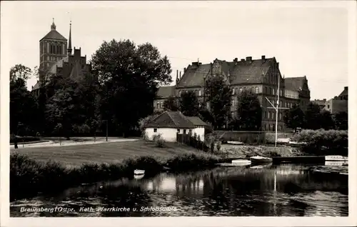 Ak Braniewo Braunsberg Ostpreußen, Katholische Pfarrkirche, Schlossschule