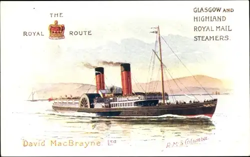 Ak Dampfer RMS Columba, David Mac Brayne Ltd