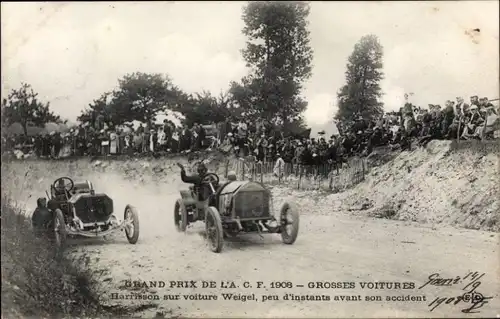 Ak Grand Prix de l'ACF 1908, Big Cars, Harrinson auf Weigel-Auto