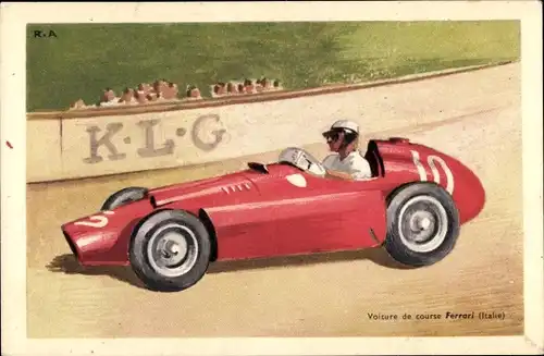 Künstler Ak Italien, Voiture de course Ferrari, Rennauto