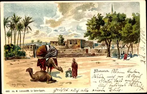 Künstler Litho Franke, Matarieh, Ägypten, Kamele, Siedlung, Wüste