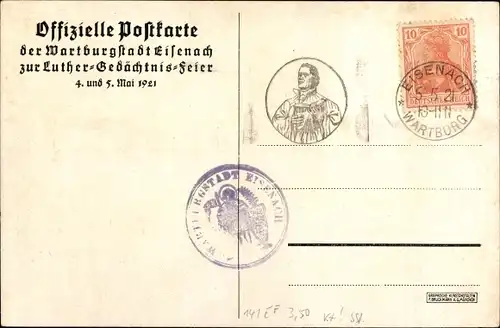 Künstler Ak Eisenach, Luther auf der Wartburg, Luther-Gedächtnis-Feier 1921