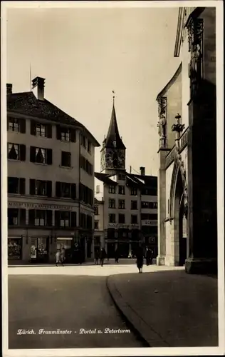 Ak Zürich Stadt Schweiz, Fraumünster, Peterturm