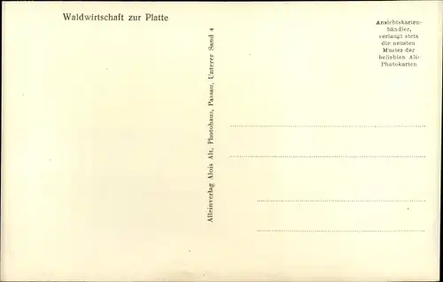 Ak Fürstenzell, Waldwirtschaft zur Platte