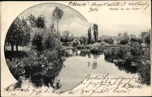 Ak Zeitz im Burgenlandkreis, Partie an der Elster