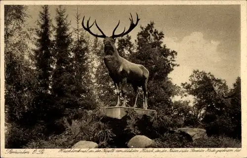 Ak Krasnolessje Rominten Ostpreußen, Hirschdenkmal an der Kapelle